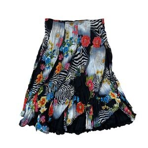VTG Alberto Makali floral zebra asymmetrical flowy artsy skirt funky festival 10